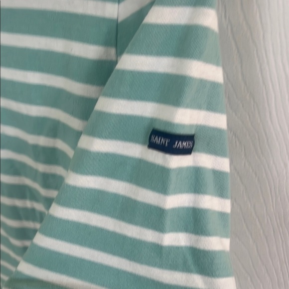 Saint James Green and White Striped Long Sleeve Shirt - Picture 9 of 16